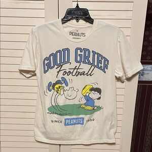 Peanuts Blue and Yellow Good Grief Football Tee